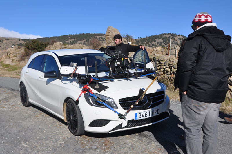 DOP, José Martin Rosete looks on at our Mercedes A Class, fully rigged with Red Epic